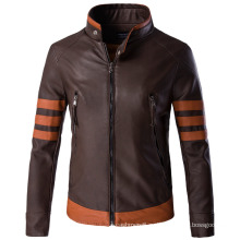 Новый стандарт дизайн воротник молния кожаная куртка мужчины мода коричневый цвет